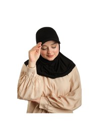 Resim Hürrem Bone Siyah Pratik Hazır Geçmeli Şapkalı Tesettür Eşarp Viskon Düz 2513 01 siyah 