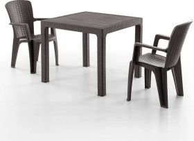 Resim Side 2 Kişilik Rattan Masa Sandalye Takımı Kahve Kahve 