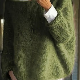 Resim Kadınlar için Rahat Omuzlu Kazak - Düz Renk Gevşek Uzun Kollu Crop Top, Esnek Örgü, Sonbahar/Kış için Elde Yıkanabilir, Sıcak ve Rahat Kumaş, Temel Sonbahar Kazak, Sonbahar Kış Giyim | Omuz Üstü Tasarım | Yapı 