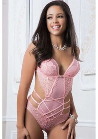 Resim New Dreams Modern Tarz Dantelli Şık Elegant Tasarım Lacivert Jartiyer Gecelik Set Pembe 