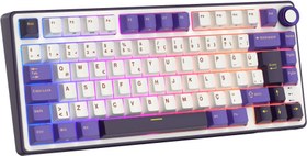 Resim Royal Kludge R75 75% Kablolu Türkçe Gaming Klavye (Beyaz-Mor) 