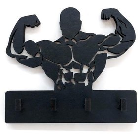 Resim CajuArt Sporcu Kaslı Adam Bodybuilder Fitness Tema Anahtar Askısı Duvar Anahtarlık 