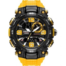 Resim Hanyang Turuncu Yeni Askeri Bilek Saatleri Erkekler Için Smael Marka 1921 Çift Zaman Dilimi Su Geçirmez 50M Kronometre Spor Saatler 2022 (Yurt Dışından) 