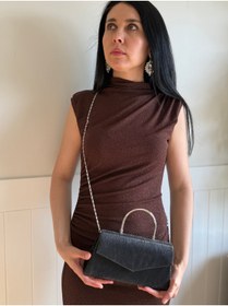 Resim lalettobags Kadın Gümüş Kol Detaylı Mektup Kapaklı Abiye & Davet Çantası 