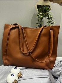 Resim Lovelystore Fermuarlı Büyük Boy Yumuşak Derili Kadın Çanta 28x42 Taba 