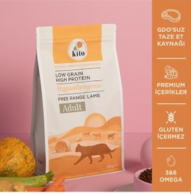 Resim Kito Doğal Besi Kuzu Etli Yetişkin Kedi Maması 2 KG 