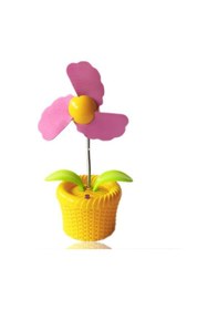 Resim Işıklı Çiçekli Fan Pilli Usbli Saksı Çiçek Tasarımlı Aparat 