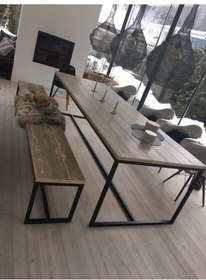 Resim Masa Takımı Salon Yemek Masası Banklı Masa Modeli 