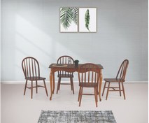 Resim ADA LÜKENS MASA VE AMERİKAN SANDALYE TAKIMI, CEVİZ, 125x80 