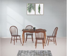 Resim ADA LÜKENS MASA VE AMERİKAN SANDALYE TAKIMI, CEVİZ, 125x80 