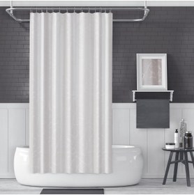 Resim Zethome Banyo Perdesi 2x110x200 Çift Kanat Duş Perdesi Halka Hediyeli Duşakabin Perdesi 5026 Beyaz 