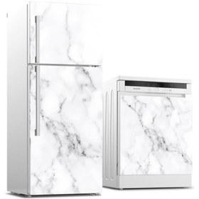 Resim Jasmin2020 Buzdolabı Ve Bulaşık Makinası Beyaz Eşya Sticker Kaplama Beyaz Mermer Nature 
