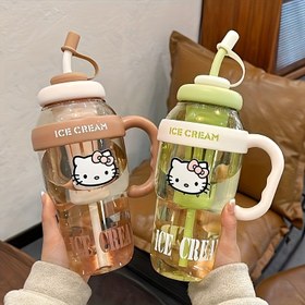 Resim Sanrio Hello Kitty Sporlu Pipetli Su Matarası - PPSU Darbeye Dayanıklı Taşınabilir İçecek Kabı, Açık Hava, Ofis, Kamp ve Okul için Uygun - Resmi Büyük Kapasiteli Hello Kitty Tasarımı 