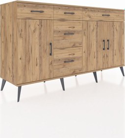 Resim Kronos Konsol 2 Raflı 5 Çekmeceli 3 Kapaklı 176x59x99 Çam-çam Atlas Çam - Atlas Çam 