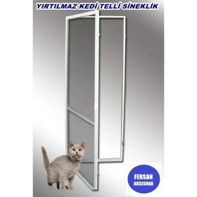 Resim Fersan Aksesuar Yırtılmaz Kedi Telli (Pet Tül) Menteşeli Sineklik Kapı (Her Ölçüde ve 6 Ayrı Renk) 