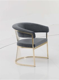 Resim Rozexi Rio Çay Seti Tekli Koltuk Sandalye Berjer Oturma Odası Kafe Antre Hol Ofis Gold Metal 