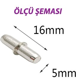 Resim Glaswen Metal Halkalı Raf Pimi Cam Ahşap Metal Raf Tutucu Çivisi Mobilya Dolap Pimi (100 Adet) 