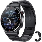 Resim Yaozixa Siyah Silikon + Çelik Kordon 1.28" Ips Ekranlı Akıllı Saat (İthalatçı Garantili) 