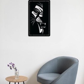 Resim ROMIA Modern Aslan Duvar Sanatı, Metal Duvar Dekoru, Siyah Dekoratif Panel, Çağdaş Ev Vurgusu (14"X8"/35X21CM) 