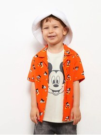 Resim LC Waikiki Polo Yaka Kısa Kollu Mickey Mouse Baskılı Erkek Bebek Gömlek 
