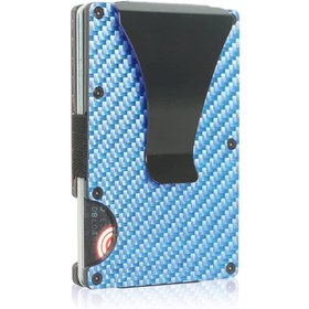 Resim RFID Korumalı Erkek Karbonfiber Kartlık (Mavi) 
