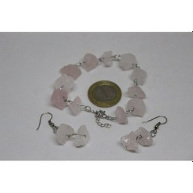 Resim Pembe Kuvars Ham Taş Küpe (Açık Pembe ) (531249375) 