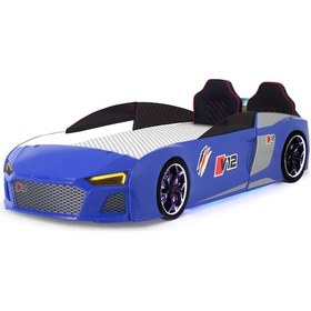 Resim Mavi Arabalı Yatak V12 Audi Full Ledli Kumandalı Ve Müzikli 