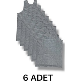 Resim Askılı Erkek Atlet Pamuklu 6'lı Paket Gri 