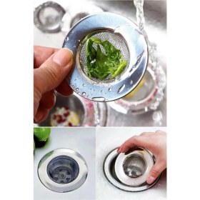 Resim Paslanmaz Metal Lavabo Süzgeci, Pratik ve Dayanıklı Temizlik Aksesuarı 