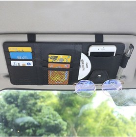 Resim Cbtx Araba Güneşlik Dekoratif Saklama Çantası Pu Deri Bill Gözlük Kartları Cd Tutucu Saklama Çantası Fermuarsız - Siyah 