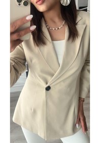 Resim Bej Volanlı Bel Oturtmalı Blazer Ceket Bej 