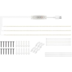 Resim Vkemall Bitki Büyüme Lambası - 3 Kollu 100cm Kırmızı Sıcak Led Işık, 24 Saat Zamanlayıcı, 4 Parlaklık Seviyesi, Usb Güç 