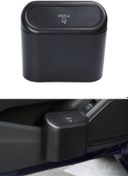 Resim MasterCar Kapaklı Oto Çöp Kutusu Organizer Araba Çöp Kovası Siyah Otomatik Kapaklı Çöp Kovası Küllük 