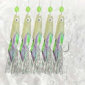Resim Biyo 5 Mackerel Kanca Seti, Barb Kanca ve Luminous Balıkçılık Seti - Morina, Levrek ve Diğer Deniz Balıkçılığı İçin Uygun! 
