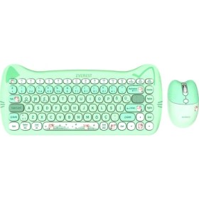 Resim Everest KM-6285 Catty Mını Renkli Tuşlu Yeşil 2.4 Ghz + Bt Kablosuz Q Multimedia Klavye + Mouse Set 