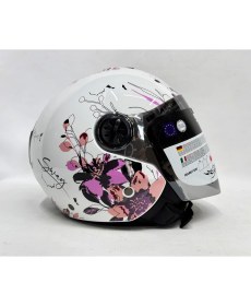 Resim Sway 715 Yarım Kask Iris Pembe Beyaz Renk Aynalı Renkli Vizör 