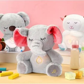 Resim Fil Peluş Oyuncak Nefes Alan Pilli Müzikli Ve Işıklı Uyku Arkadaşı Rahatlatıcı Peluş Diğer 