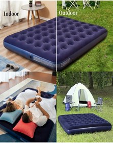 Resim Şişme Yatak Çift Kişilik 22 Cm Kalınlık Hava Pompalı Kamp & Misafir Yatağı Pvc Dayanıklı Mor 