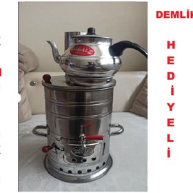 Resim Empressco Gri odun görünümlü semaver ve demlik takımı, 3,5 litre, şık ve kullanışlı set 
