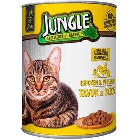 Resim Jungle Tavuklu ve Sebzeli Yetişkin Kedi Konservesi 415gr 