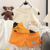 Resim BABICOLOR Şirin Kedi Baskılı Pamuk Şort & Kolsuz Üst - Yeşil & Beyaz, Soluk Havadar Yaz Kıyafeti "MIAO" Tasarımı, Küçükler İçin Casual Stil, Casual Yaz Giysisi|Oyunlu Kedi Tasarımı|Esnek Kumaş, Kedi Sever Hediyeleri, Outdoor 