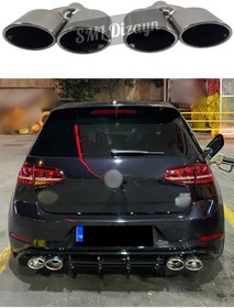 Resim SML Dizayn Volkswagen Golf 7-7.5 R Egzoz Ucu Golf Çiftli Oval Egzoz-Egsoz-Egzos-Eksoz-Ekzos-Ucu-Başlığı 4 çıkış 