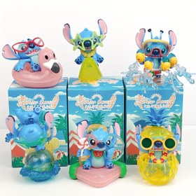 Resim 1 Adet Stitch Yaz Karnaval Serisi Gizemli Kutu Koleksiyon Figürü - Tropikal Plaj Temalı Ananas & Palmiye Dekoru, Canlı Karışık Renkler, Ev/Araç/Masa Süsü, Mükemmel Doğum Günü Noel Paskalya Hediyesi, Şenlikli Tasarım, Parlak Yüzey, Yüksek Kalite Heykelce, Tatil Alışverişi İçin 