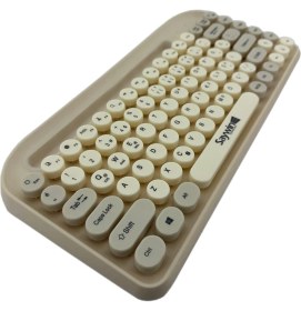 Resim Saywin Bluetooth Klavye Renkli Retro Kablosuz Klavye Daktilo Görünümlü Tuş Tasarımı Şık ve Kullanışlı Telefon Koyma Gözü Pilli Türkçe Q Klavye Sw-05 