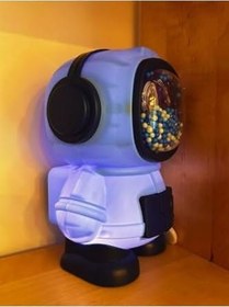 Resim Işıklı Astronot Tasarımlı Kumbara 11 cm x 11 cm 17,6 cm Mavi Renk 