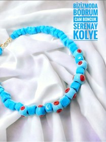 Resim LAMİRA DESİGN Bizimoda Bodrum Cam Boncuk Serenay Kolye Mavi Cam Kolye 