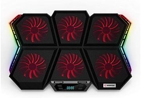 Resim Rampage AD-RX44 X-GALE Siyah 6 Fan 12 Işık Modlu 7 Açılı Notebook Soğutucu Stand 