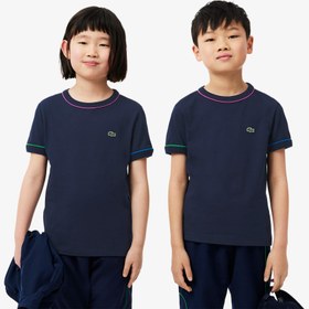 Resim Lacoste Çocuk Bisiklet Yaka Lacivert T-Shirt 