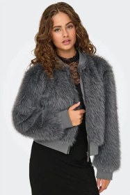 Resim Only Onlmanny Faux Fur Bomber Gri Kadın Mont 15322405 Gri 