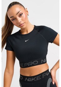 Resim Nike Pro Dri Fit Short Sleeve Cropped Graphic Tight Fit Top Kadın Sıkı Kesim Kısa Tişört Siyah Siyah 